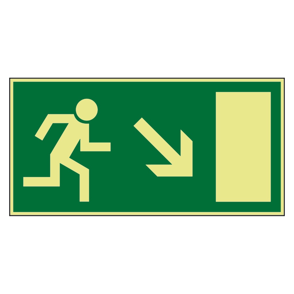 [650135] Rettungsweg rechts abwärts, 300x150mm, nachleuchtend, Kunststoff