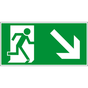 [650139] Rettungsweg rechts abwärts, 400x200mm, nachleuchtend, Kunststoff