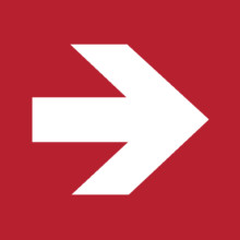 [650199] Richtungspfeil gerade, rot, 200x200mm, nachleuchtend, Kunststoff