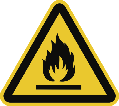 Avertissement matériaux inflammables, 200x200mm, aluminium
