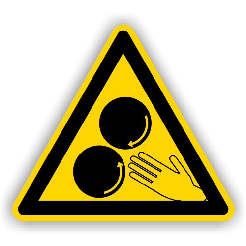 [E733F20] Einzugsgefahr - nicht in Walzen greifen, 200x200mm, Selbstklebefolie