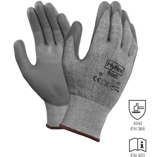 HYFLEX 11-627 PU-Teilbeschichtung/Dyneema grau
