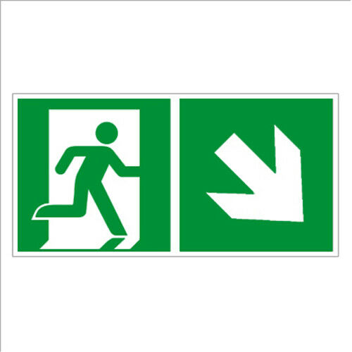 [650133] Rettungsweg rechts abwärts, 300x150mm, nachleuchtend, Selbstklebefolie
