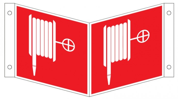 [650229] Tuyau d'incendie / panneau d'angle PVC rouge / 150x150 mm