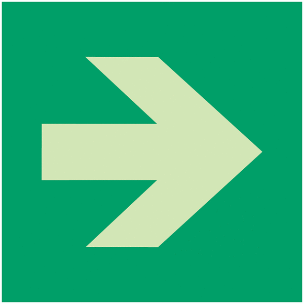 [1130352] Flèche droite, 150x150mm, photoluminescente, aluminium