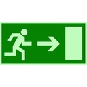 [650085] Chemin de sauvetage droit, 300x150mm, fluorescent, Film autocollant/ fin de série