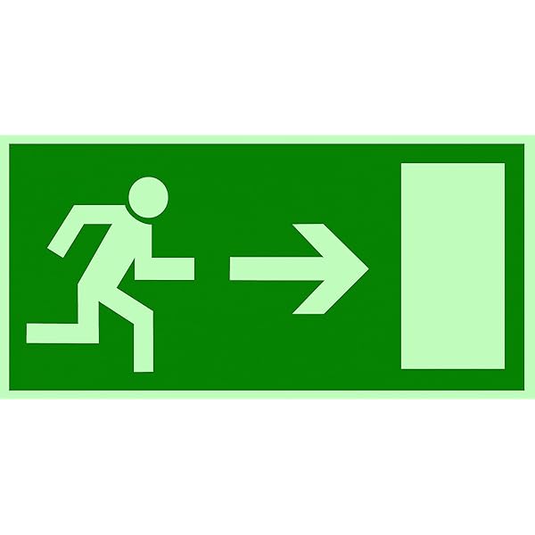 Chemin de sauvetage droit, 300x150mm, fluorescent, plaque en PVC/ fin de série