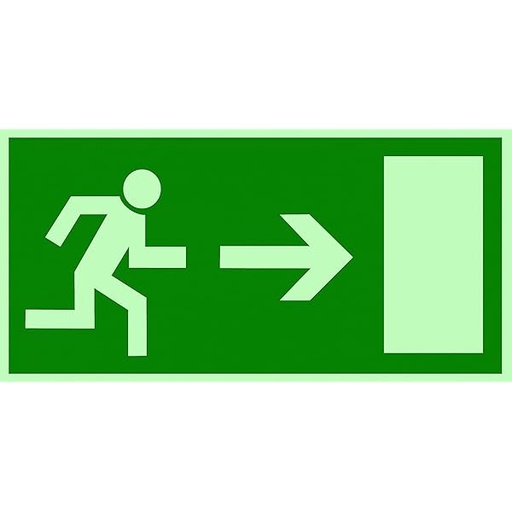 [650083] Chemin de sauvetage droit, 300x150mm, fluorescent, plaque en PVC/ fin de série