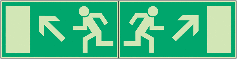 [650105] Rettungsweg links/rechts aufwärts, doppelseitig, 300x150mm, Selbstklebefolie/ Auslaufmodell
