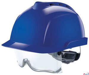 [101110850] MSA V-Gard 930 Helm blau belüftet, integr. Überbrille