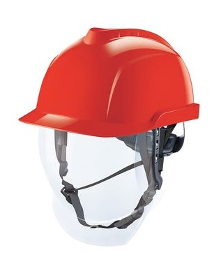 [101111920] MSA V-Gard 950 Helm rot unbelüftet, integr. Visier