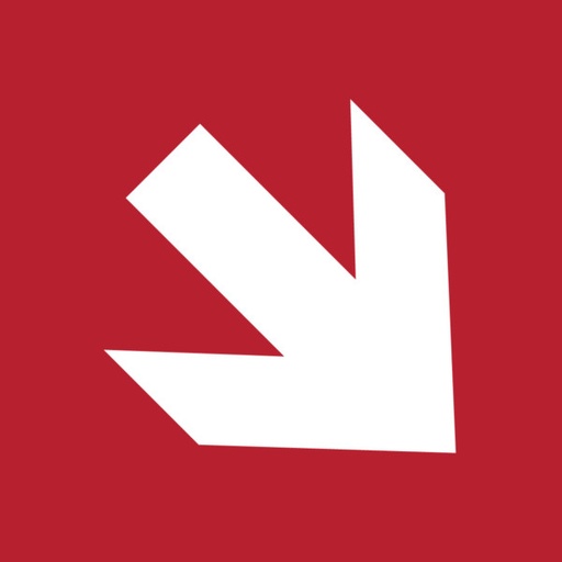 [650201] Richtungspfeil diagonal, rot, 150x150mm, nachleuchtend, Selbstklebefolie